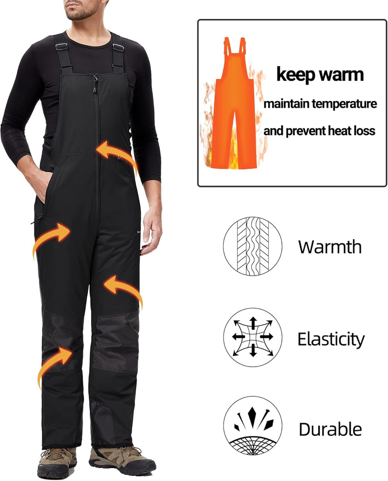 DAFENP Herren Skihose Latzhose Wasserdicht Schneehose Softshellhose Winter Warm Gefüttert Snowboardh