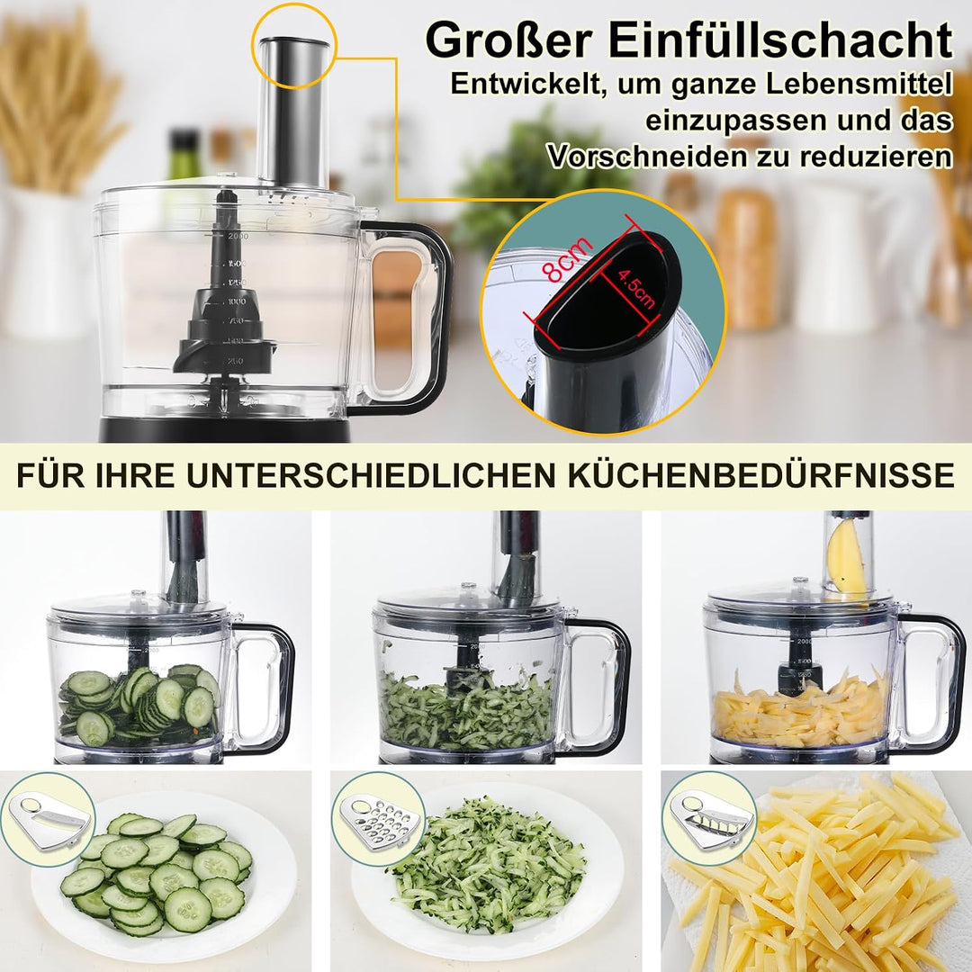 TopStrong Küchenmaschine, multifunktional, 800 W, 2 l, Küchenmaschine, 6-in-1-Haushaltsroboter, Lebe