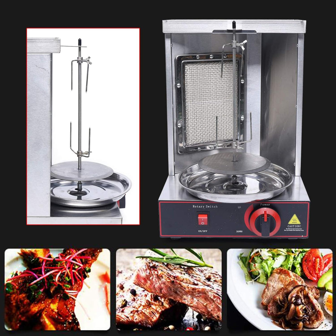 Gas Dönergrill für Zuhause, 220V 2KW Edelstahl Vertikaler Döner, Max. 10kg Tragfähigkeit Hähnchengri