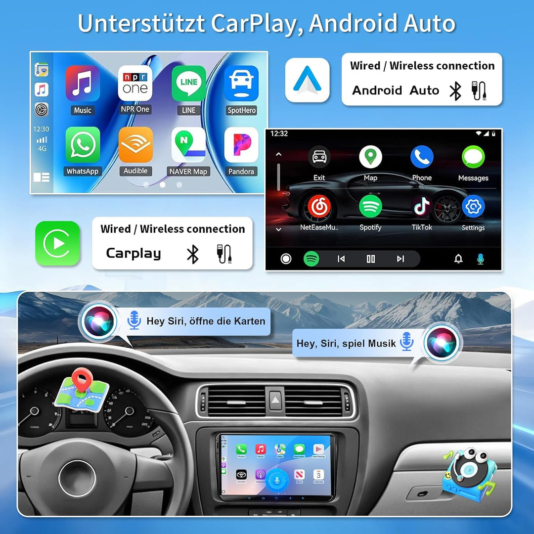 9 Zoll Android 15 8+128G Autoradio mit Qualcomm Chip Bildschirm für Golf 5 Golf 6 VW T5 VW Polo 6R G