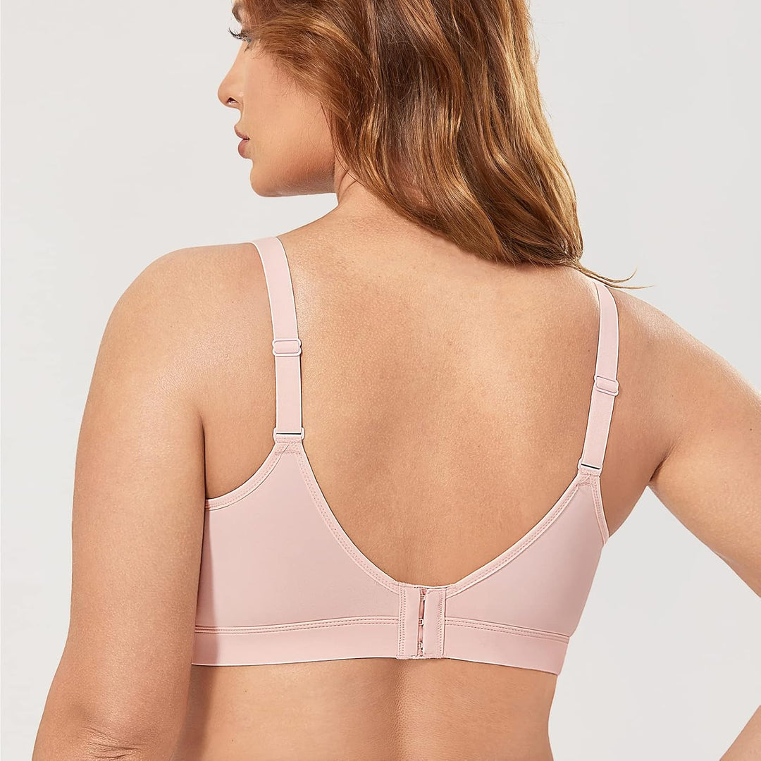 DELIMIRA Damen BH ohne Bügel Grosse Grössen Volle Abdeckung Glatter ohne Einlagen 75B Nacktes Rosa,