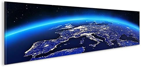 islandburner Bild Bilder auf Leinwand Europa vom Weltall Panorama XXL Poster Leinwandbild Wandbild D