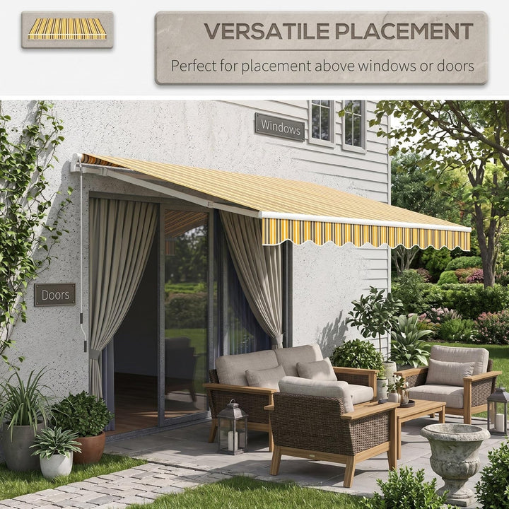 Outsunny Markise Gelenkarmmarkise Sonnenschutz mit Handkurbel 3,5 x 2,5m Gelb Grau Alu Polyester Gel