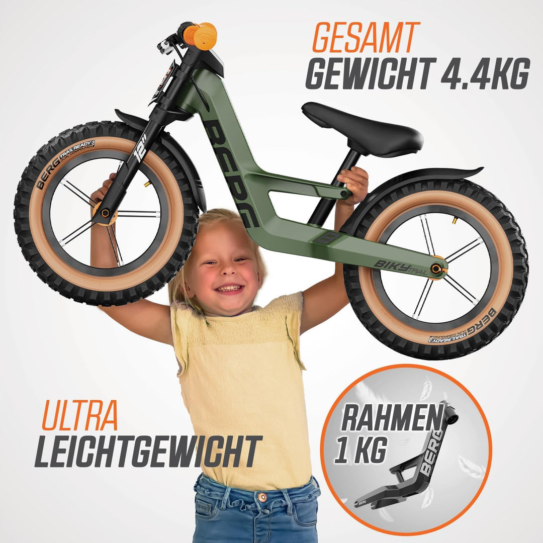 Berg Biky Trail Laufrad mit Handbremse ab 2 Jahre, Luftreifen, Magnesiumrahmen, 12 Zoll, Kinderfahrr