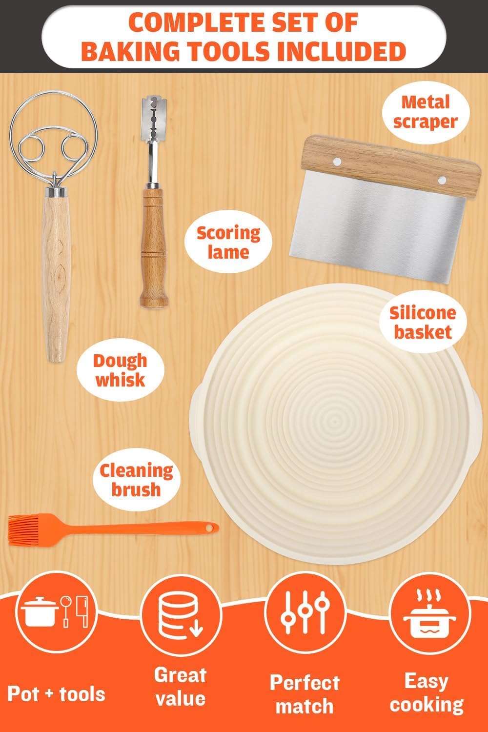 GFTIME Gusseisen Topf Brot Backen, Schmortopf Gusseisen Topf mit Deckel, Dutch Oven Brotbacktopf mit