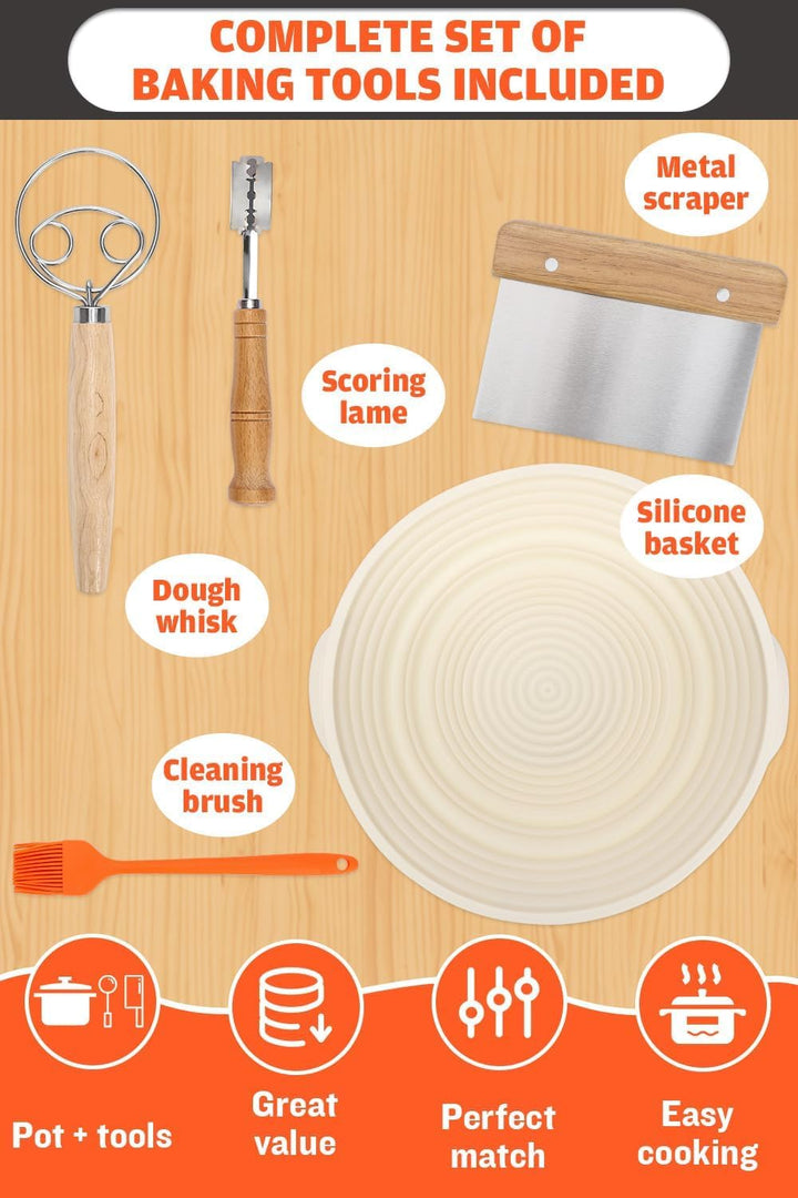 GFTIME Gusseisen Topf Brot Backen, Schmortopf Gusseisen Topf mit Deckel, Dutch Oven Brotbacktopf mit