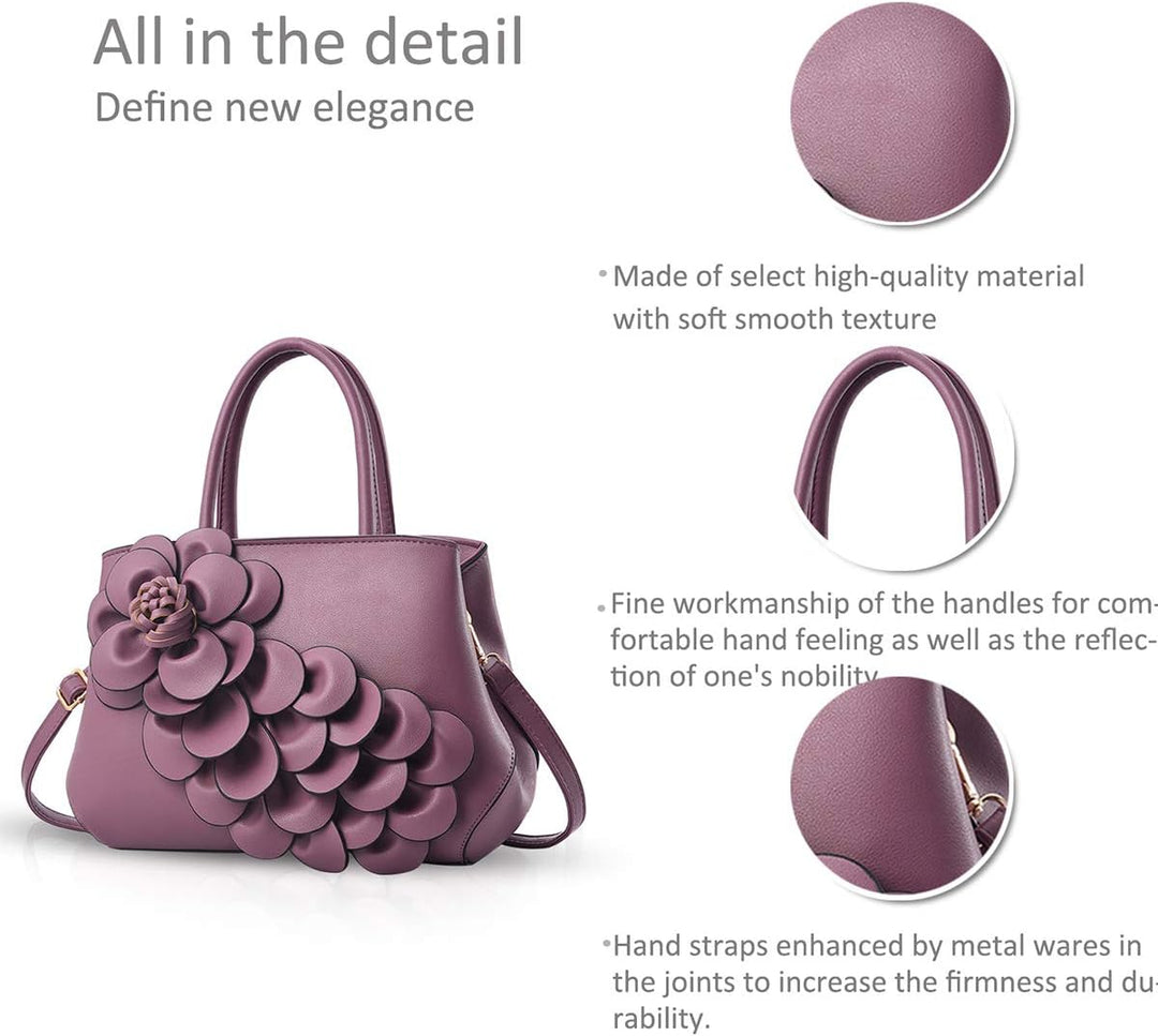 NICOLE & DORIS Umhängetasche Umhängetasche Handtasche Blumenmotiv für Damen Violett, Violett