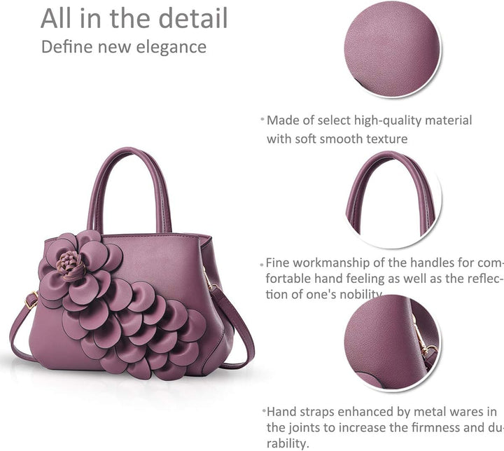 NICOLE & DORIS Umhängetasche Umhängetasche Handtasche Blumenmotiv für Damen Violett, Violett