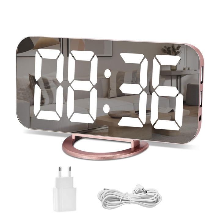 U-picks U-picks LED-Digitalwecker, Spiegelwecker, grosses 6,5-LED-Display mit lichtempfindlichem Dim