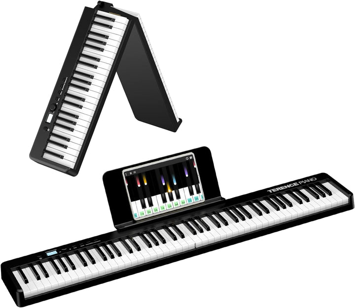 TERENCE Piano mit 88 Tasten Faltbares Klaviertastatur mit 1800mAh Batterie unterstützung MIDI USB-Sc