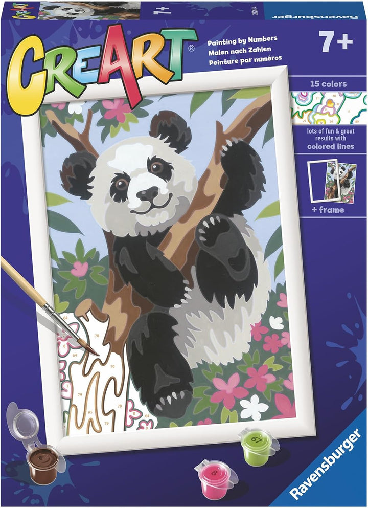 Ravensburger - CreArt D-Serie: Panda, Kit zum Malen nach Zahlen, enthält ein vorgedrucktes Brett, Pi