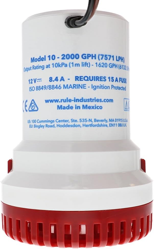 Rule Bilgenpumpen, 2000 GPH Nicht automatisch 12 Volt, 12 Volt