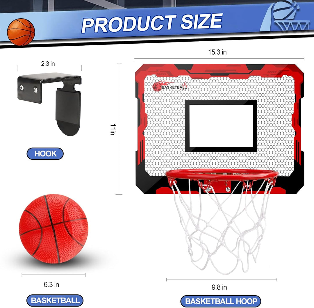 Indoor Basketballkorb Set mit 4 Bällen für Kinder Erwachsene, Basketball hängen an der Tür für Zimme