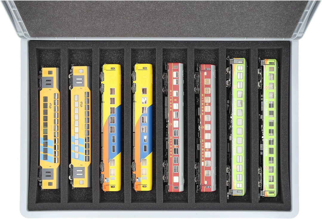 Feldherr Eurobox 60 x 40 cm Set für Modelleisenbahnen - Spur H0-8 Fächer - Schaumstoffeinlage für li
