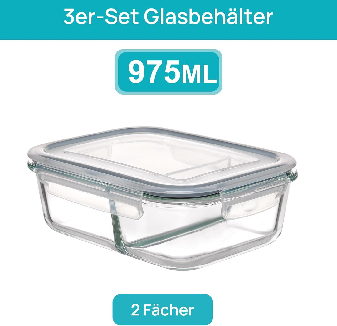 Vtopmart 5er 33oz GlasbehäLter mit Deckel, Meal Prep Boxen Glas, Frischhaltedosen Glas mit Deckel fü