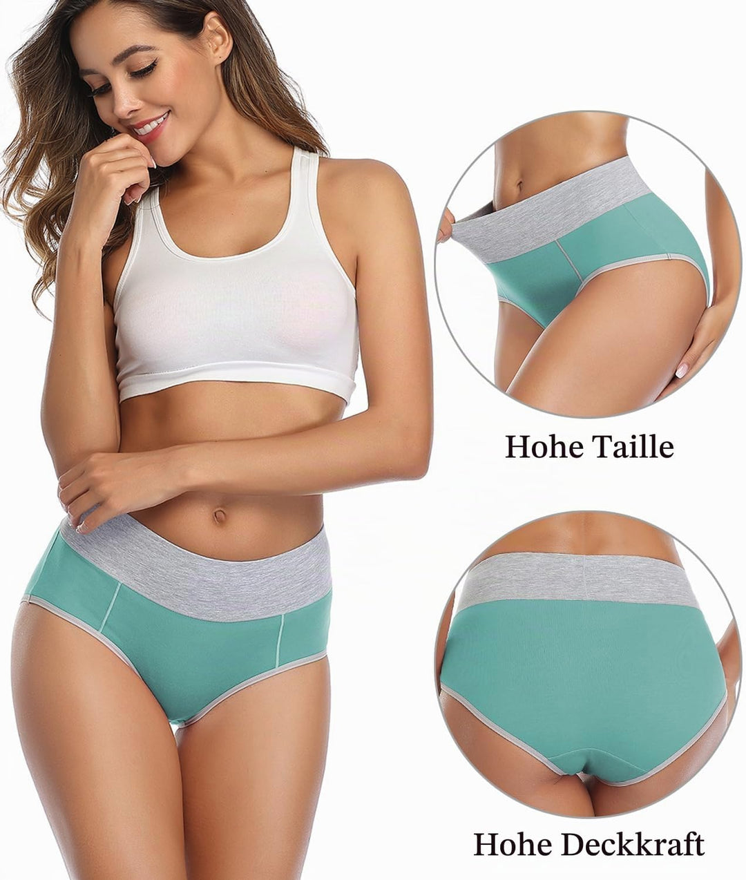 wirarpa Unterhosen Damen Baumwolle Unterwäsche Frauen Taillenslip Hohe Taille Slip 5er Pack XS Schwa