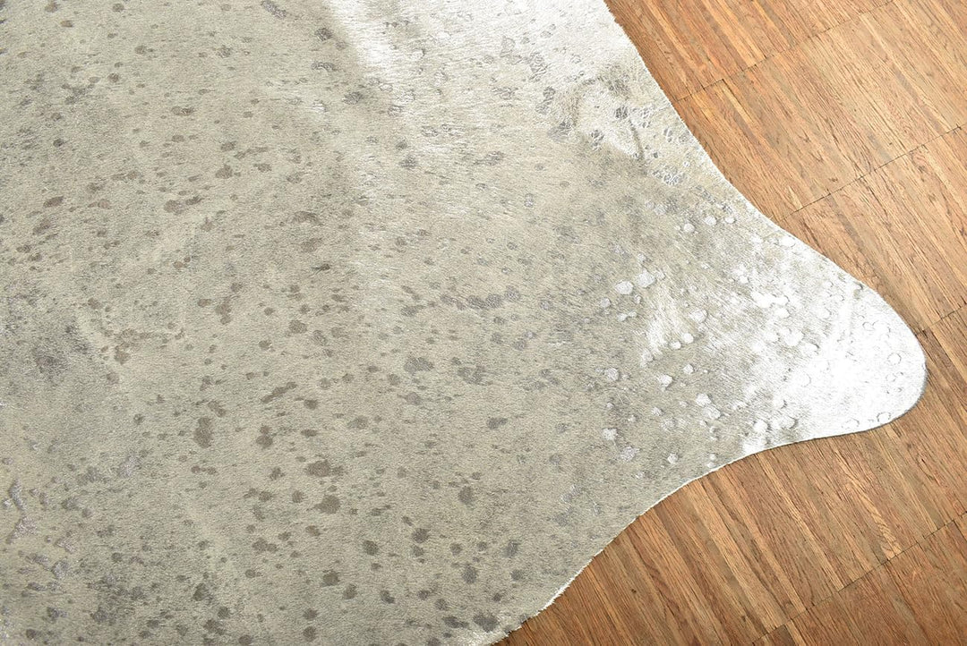 generisch Premium Kuhfell Stierfell Fell Teppich Silber Devore grau Metallic Effekt ca. 230 x 200 cm