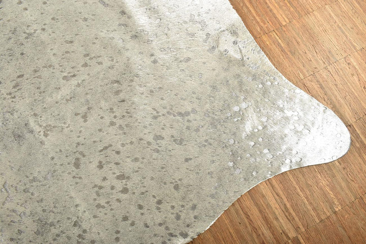 generisch Premium Kuhfell Stierfell Fell Teppich Silber Devore grau Metallic Effekt ca. 230 x 200 cm