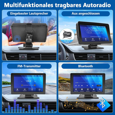 Podofo 7 Zoll Wireless Apple Carplay Android Auto Tragbares Autoradio Touchscreen Auto Stereo Radio