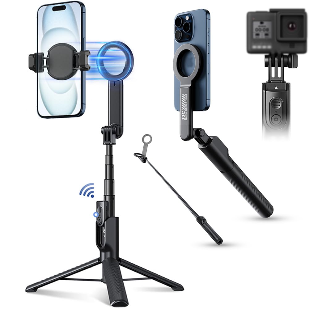 JJC Magnet Selfie Stick Stativ, 101,6 cm ausziehbares Handy Stativ mit Bluetooth Fernbedienung für i