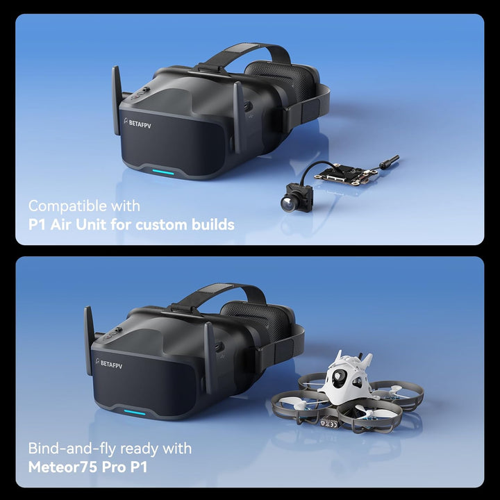 BETAFPV VR04 HD FPV Goggles with 1080P Resolution, 4.5'' Screen LCD, Micro SD Slot, 2 2600mAh Lipo B