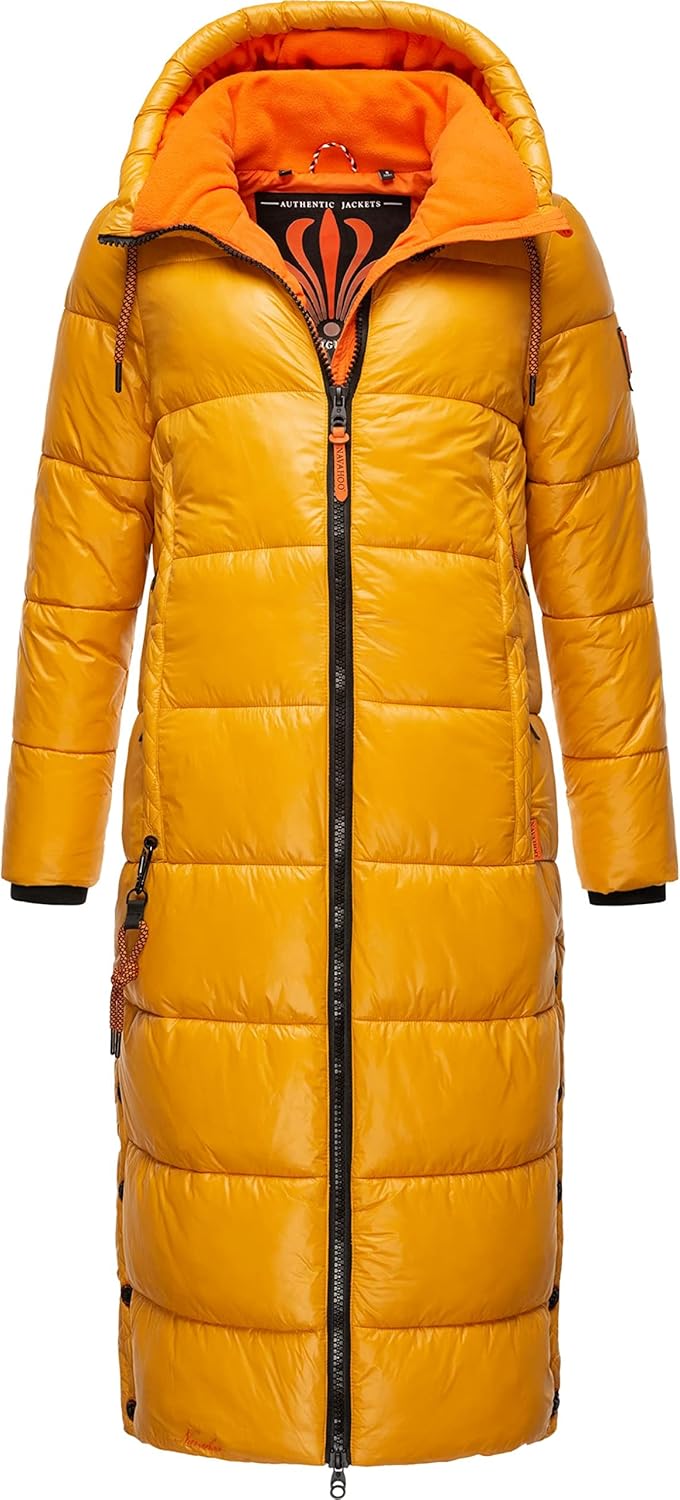 Navahoo Damen Warmer Winter Steppmantel mit Kapuze Schmuseengel XS-XXL XS Gelb, XS Gelb