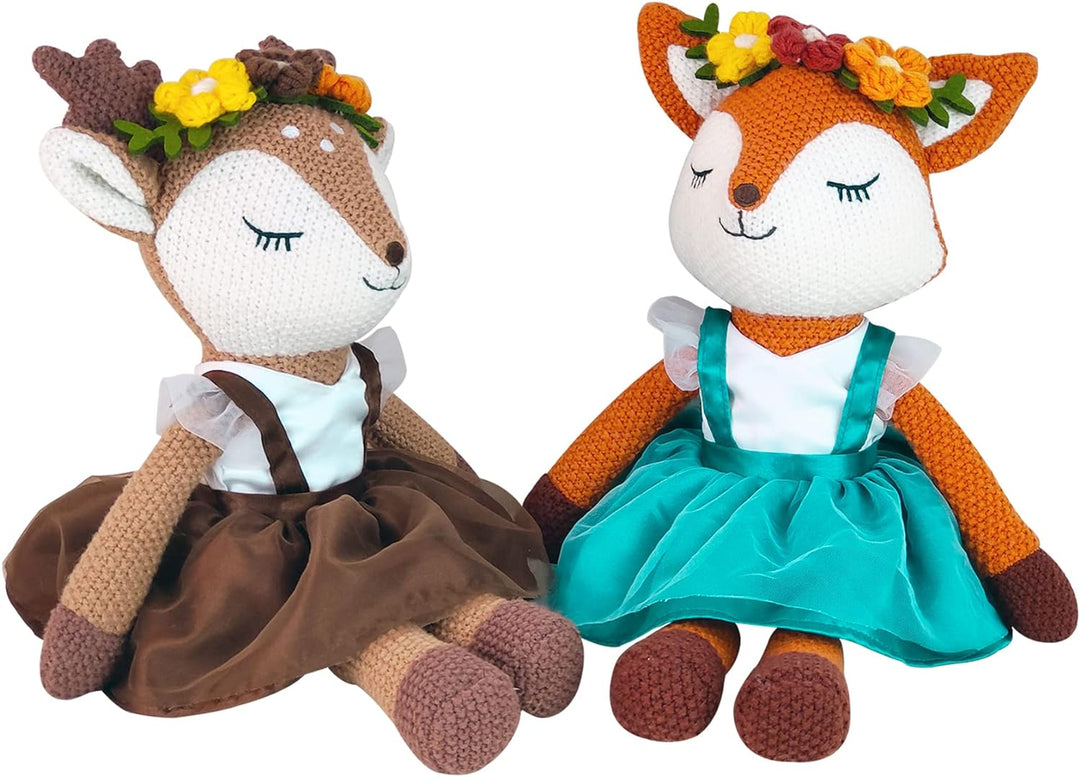 JUSTQUNSEEN Hirsch Plüschtier, 17" Rentier Plüschtier, Niedliche Plüschtiere Hirsch Ballerina Puppe,