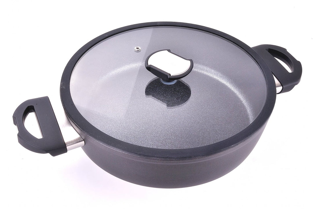 Berndes 21266 Balance Induction Enduro Bratpfanne aus Aluminium, 28 cm, Schwarz