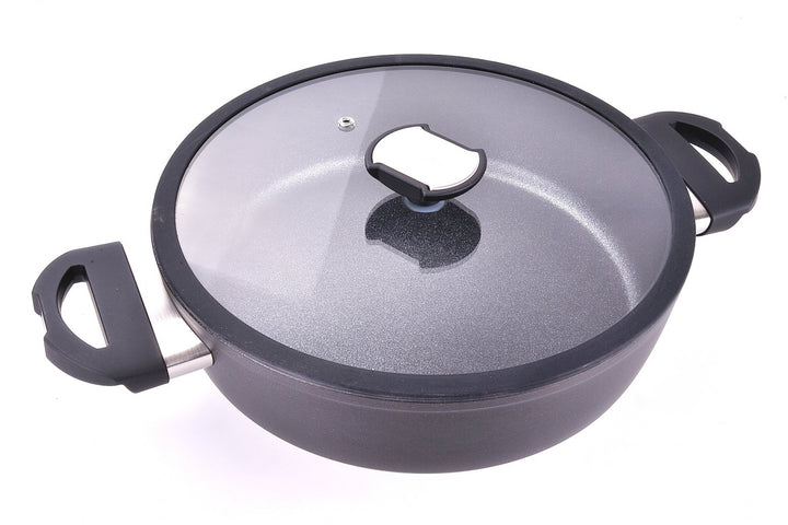 Berndes 21266 Balance Induction Enduro Bratpfanne aus Aluminium, 28 cm, Schwarz