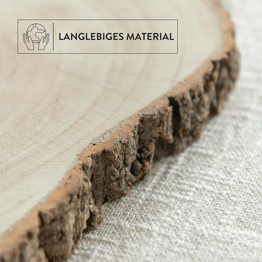 J-Line Baumscheibe 40cm (4er Set), Holzscheibe, Holzbrett Deko, dekoratieve Holzplatte als Servierta