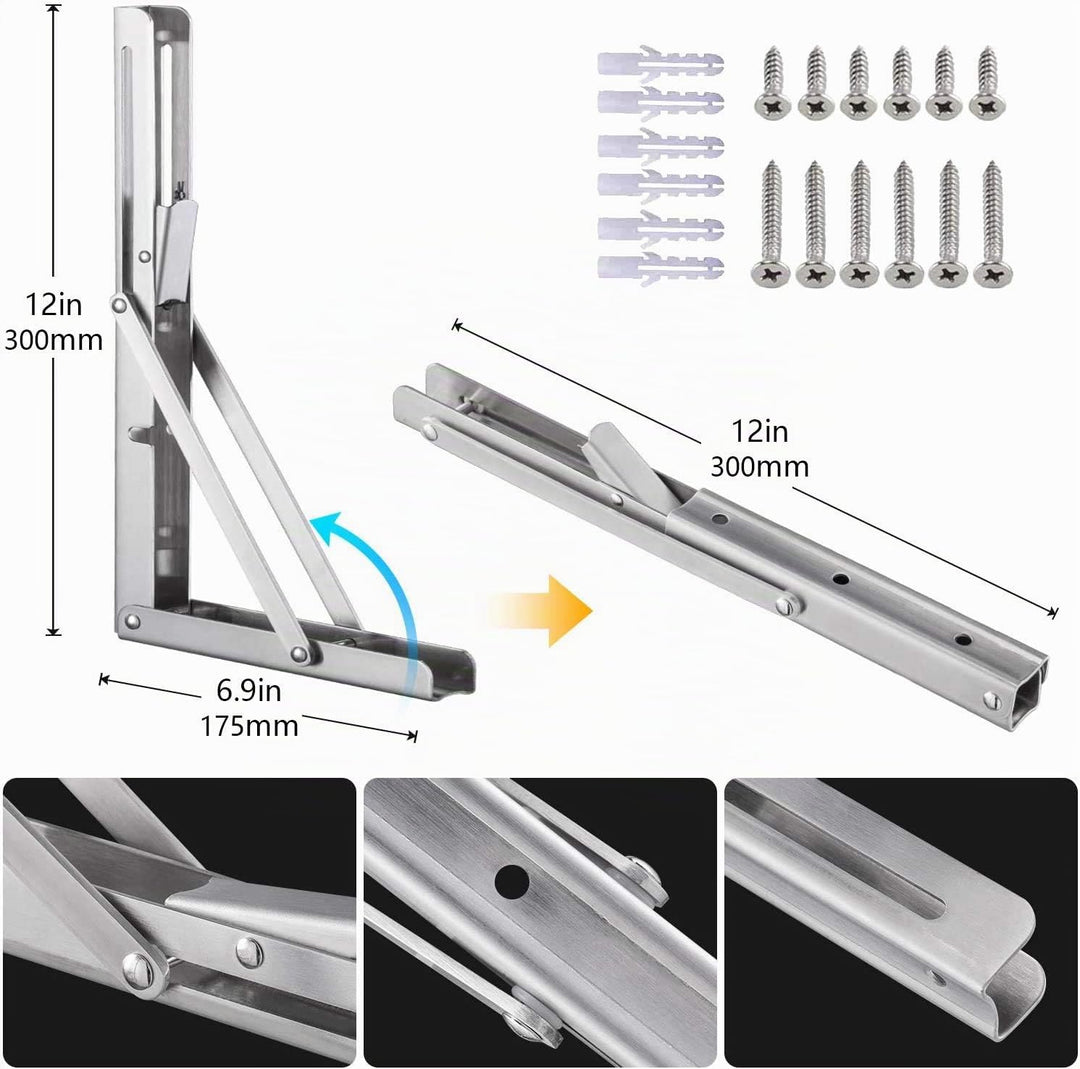 Professionelle Klappkonsole Schwerlast, 300mm Edelstahl Klappkonsole Tisch Klappregalhalterungen Kla