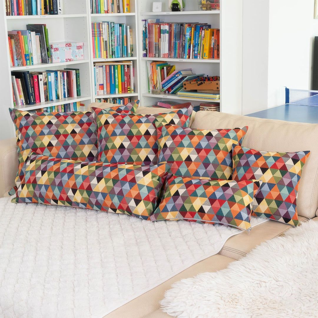 Selfitex 2er Set Bunte Sofakissen mit Füllung und Bezug 40x40, Luxus Sofakissen, farbenfrohes Couchk