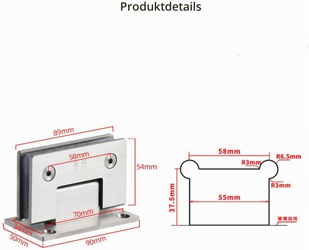 WANLIAN 2pcs Heavy Duty 90 Grad Glastür Schrank Vitrine Schrank Klemme Glas Duschtüren Scharnier Ers