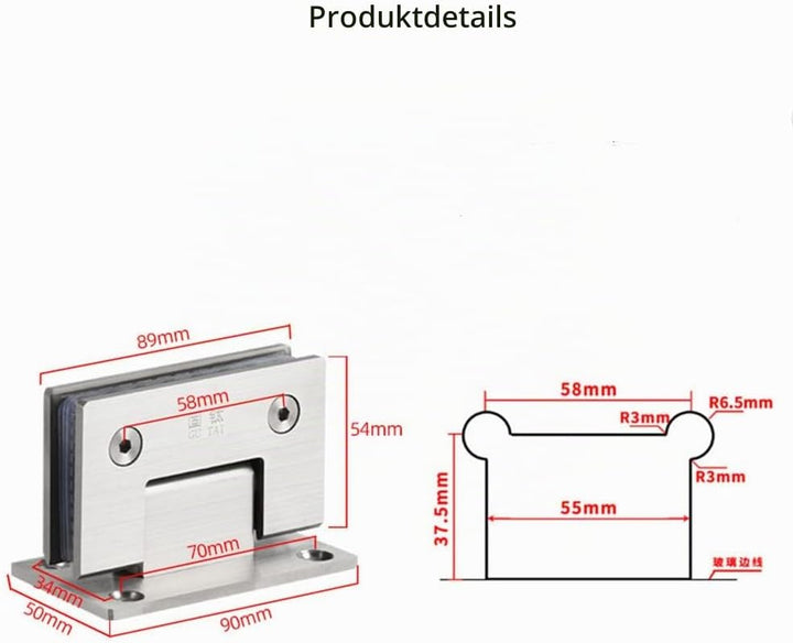 WANLIAN 2pcs Heavy Duty 90 Grad Glastür Schrank Vitrine Schrank Klemme Glas Duschtüren Scharnier Ers
