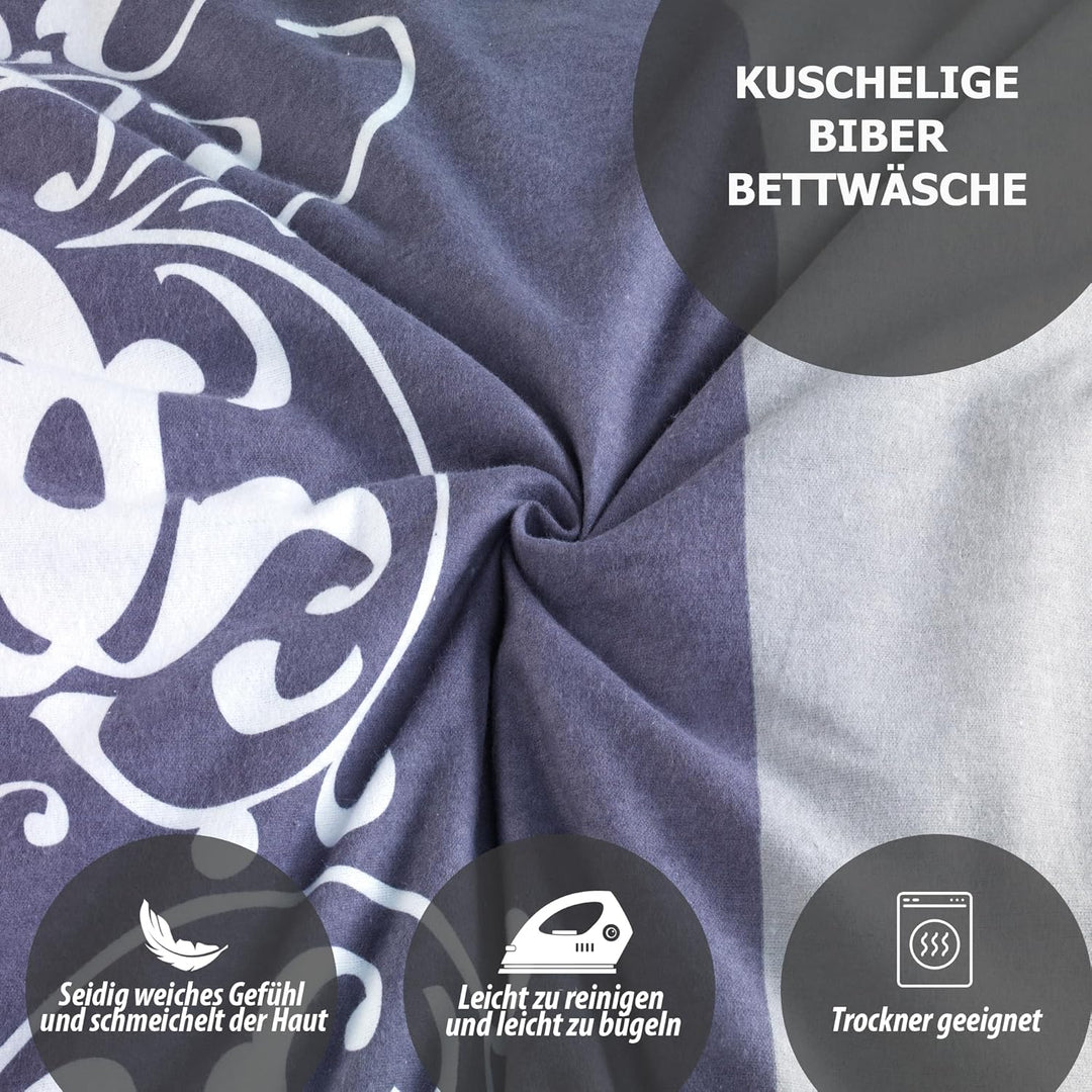 Baumwolle feinbiber Bettwäsche 135x200 Kissenbezug 80x80 Warme Biber Bettbezug mit Muster, Grösse:20