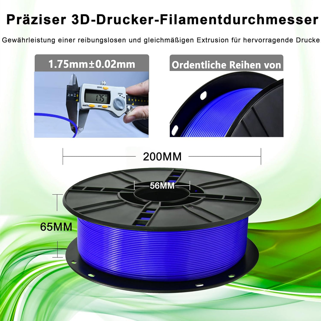 iBOSS PLA Plus3D-Druckerfilament, ozeanblau, hartes und langlebiges PLA+-Filament, 1,75 mm +/- 0,02
