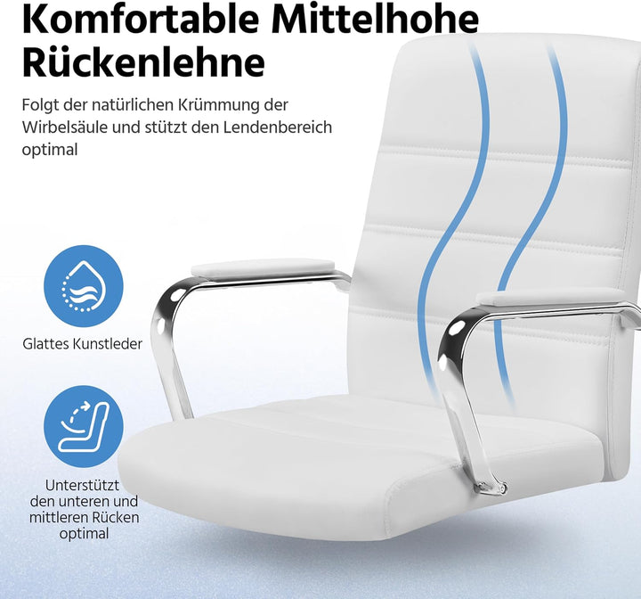 Yaheetech Bürostuhl ergonomischer Schreibtischstuhl, Drehstuhl mit Rollen, Bürohocker mit Armlehnen,