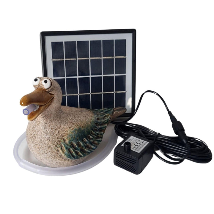 Solar-Wasserspeier Möwe für Teiche und Miniteiche - Keramik Tierfigur mit Solarpumpe - Garten und Ba