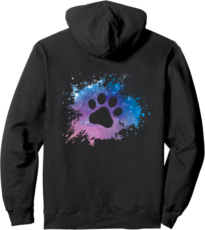 Backprint Pfotenabdruck Sternennebel für Hundebesitzer Pullover Hoodie