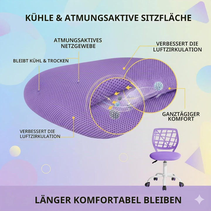 FurnitureR Bürostuhl Schreibtischstuhl Höhenverstellbar Stoffsitz Ergonomischer Arbeitsstuhl ohne Ar