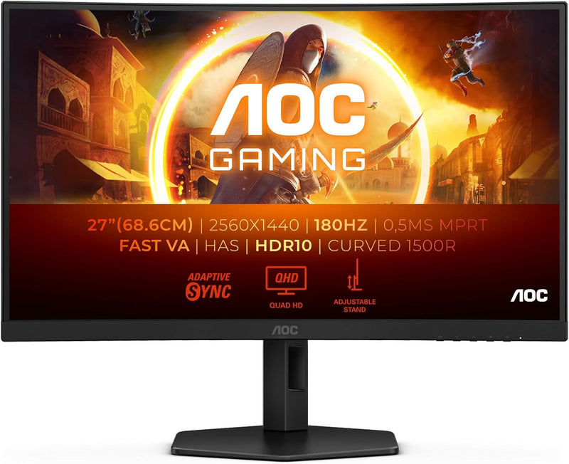 AOC Gaming CQ27G4X - 27 Zoll QHD Curved Monitor, 180 Hz, 0.5 ms, FreeSync Prem., HDR10 (2560x1440, D