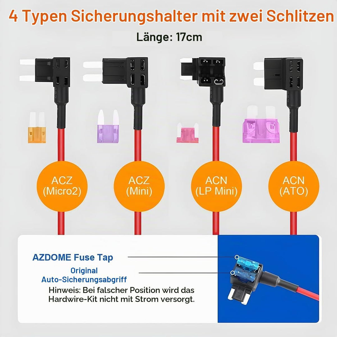 CGEAMDY Dashcam Ladegerät Netzkabel, Dash Cam Hardwire Kit, Mini USB Hard Wire Kit, Mit Niederspannu