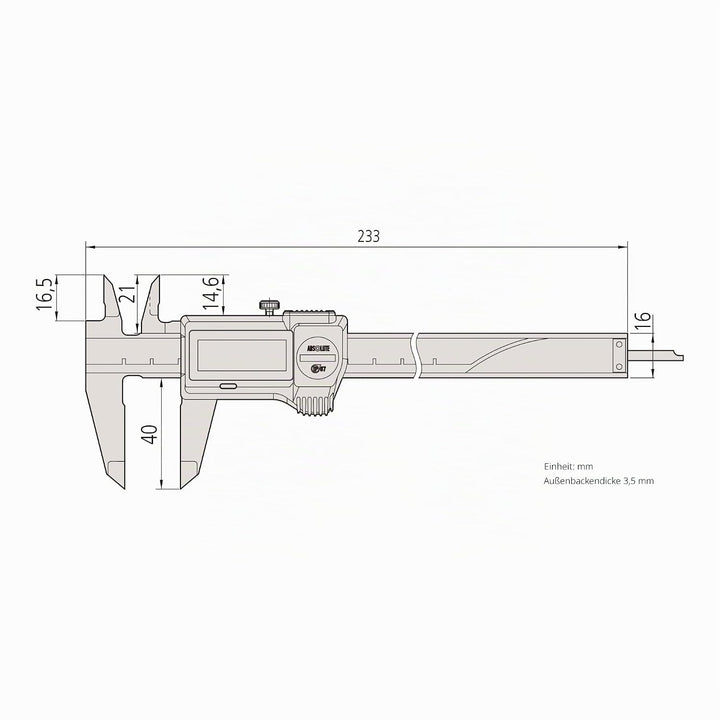 Mitutoyo 500-706-20 Digital Messschieber oder Datenausgang/Antriebsrolle, Schutzart: IP67, Messberei
