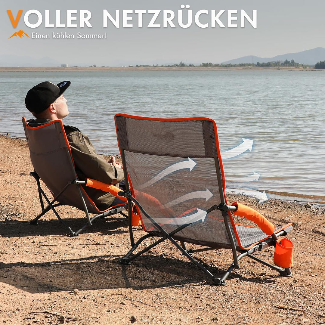 Portal Strandstuhl klappbar leicht Campingstuhl faltbar niedrig atmungsaktives Gewebe Faltstuhl trag