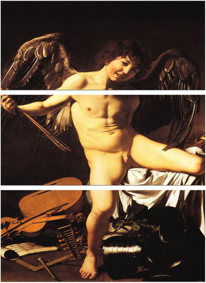 Bilderdepot24 Bild auf Leinwand | Caravaggio Amor als Sieger in 80x120 cm mehrteilig als Wandbild XX