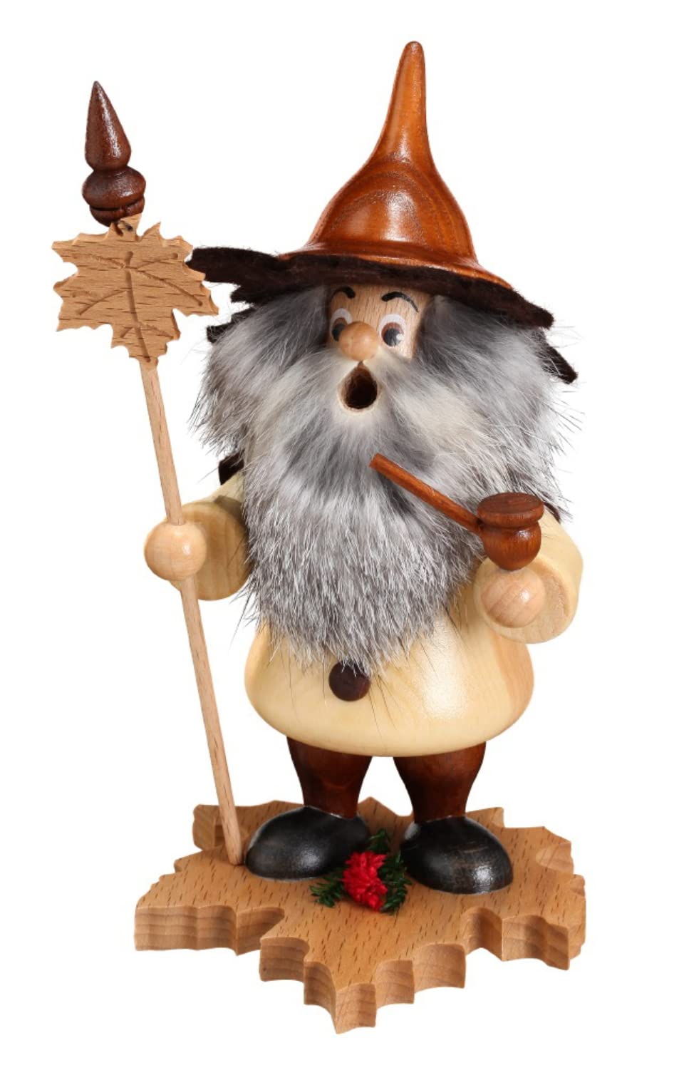 Drechselwerkstatt Uhlig DWU Räuchermann Baumwichtel auf Ahornblatt