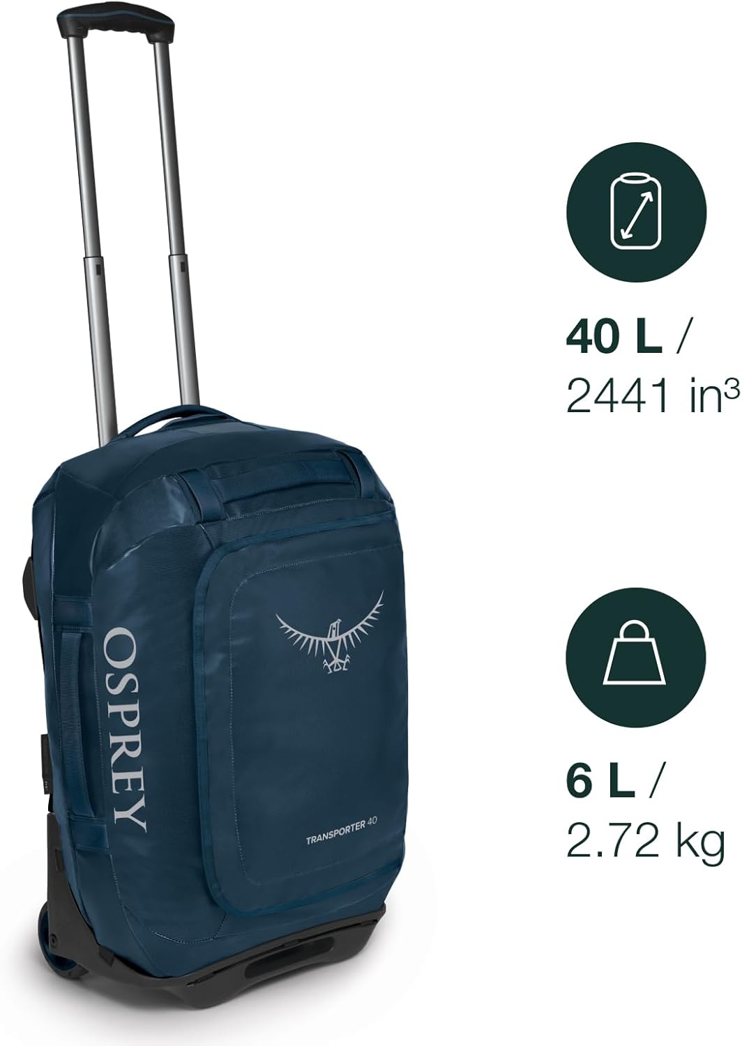 Osprey Unisex – Erwachsene Rolling Transporter 40 Duffel Bag Einheitsgrösse Schwarz, Einheitsgrösse