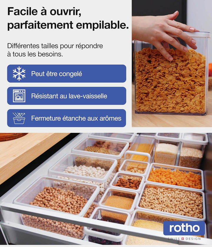 Rotho Loft 3er-Set Vorratsdosen verschiedene Grössen, lebensmittelechter Kunststoff (PP) BPA-frei, t