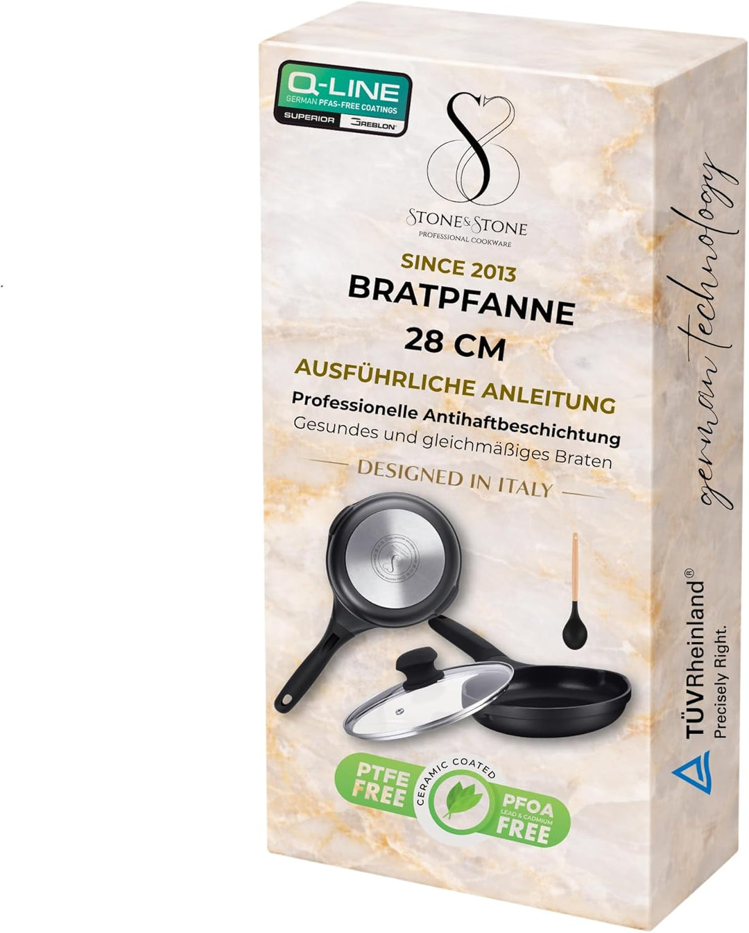 Bratpfanne Antihaft 28CM Induktionstauglich Antihaftbeschichtung Skillet Deutsch Beschichtung gesund
