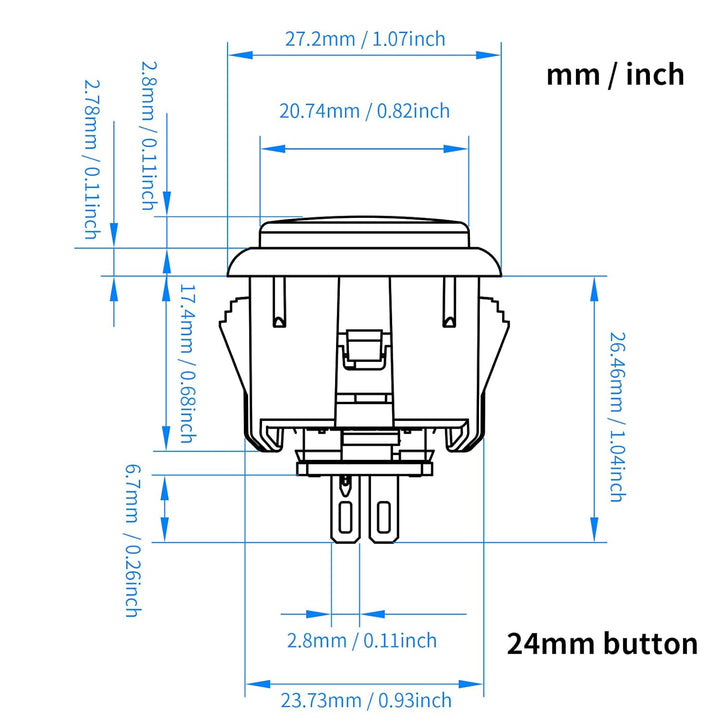 qanba Gravity KS Mechanische Wellen Silent Pushbutton 24mm Snap-in (Boxed (Clear Green E05 (12 Stück